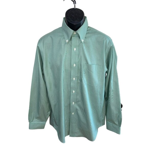 Brooks Brothers Mens Green Non-Iron Dress Shirt 15.5 34/35 Button-Down Long Slee - Picture 6 of 9